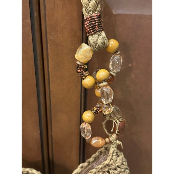 Capelli Straworld  Shoulder Bag Brown with‎ Beaded Circles on Handle - Picture 2 of 14